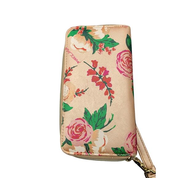 Betsey Johnson Pink Floral Zip Closure Wristlet Wallet - Picture 6 of 8